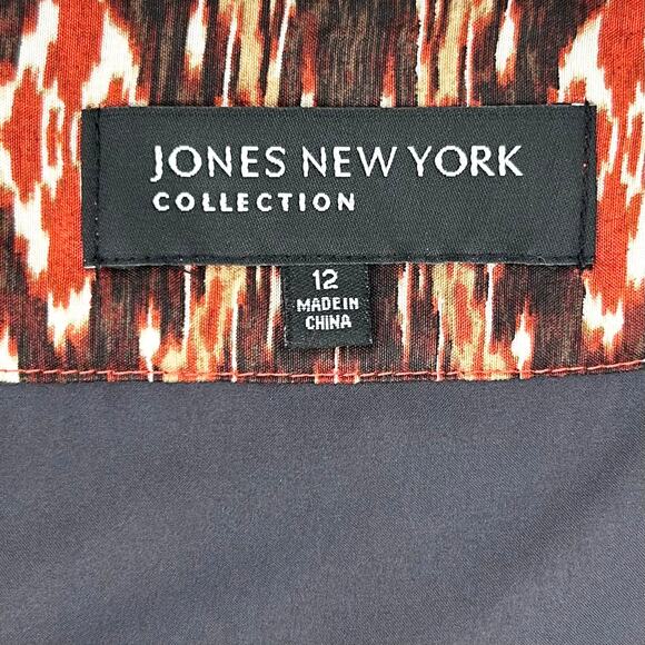 Jones New York 100% Silk Autumn Boho Faux Wrap Straight Skirt NWT - Picture 8 of 9